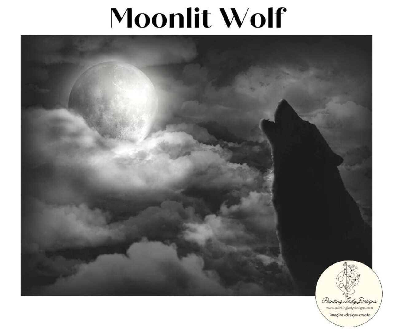 Moonlit Wolf Art Paper for Decoupage and Mixed Media  (Medium - 18x24)